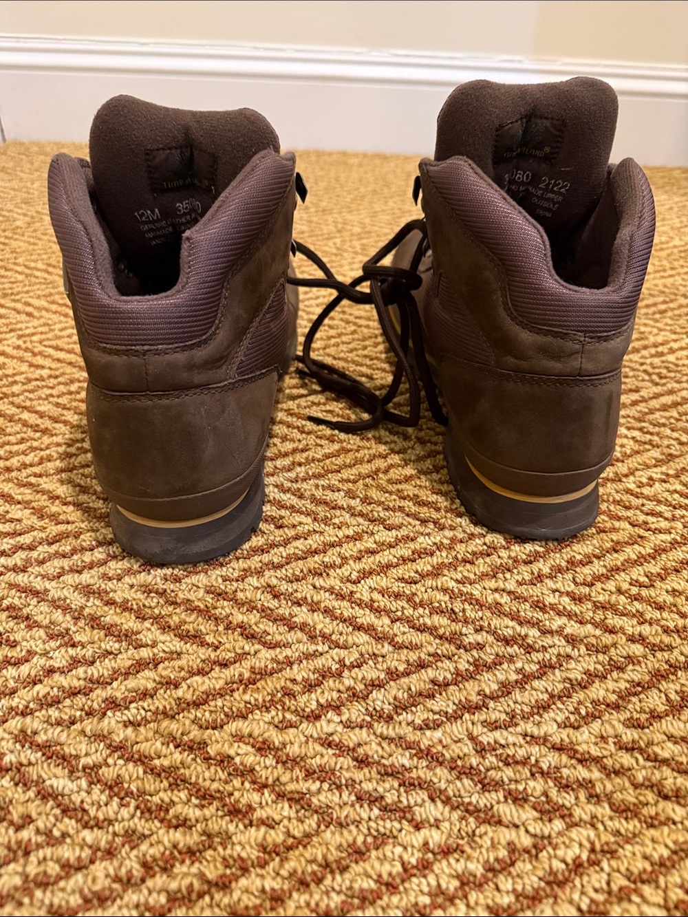 Timberland Men's Dark Brown Lace-Up Leather Hiking Boots with Gold Logo - Picture 4 of 5
